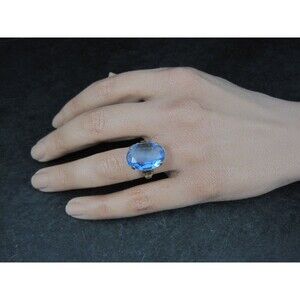 Antique 10K Gold Filled Blue Glass Ring Size 6